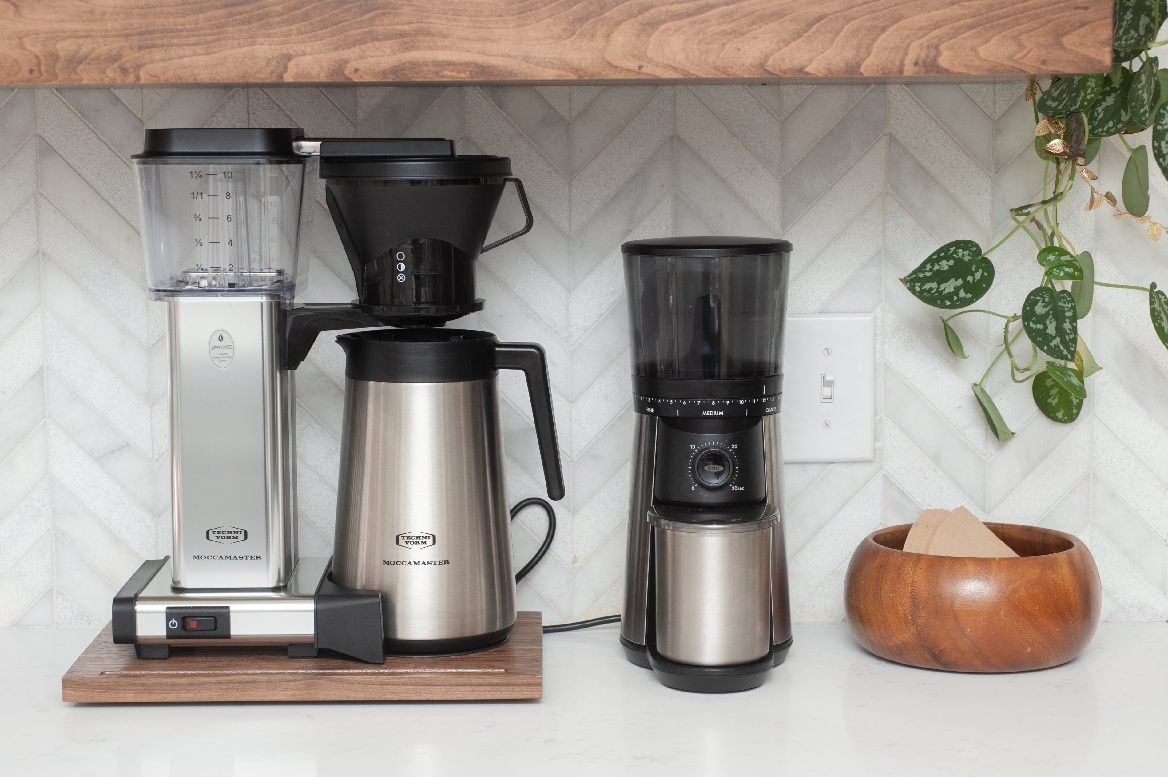 Solid Wood Rolling Coffee Maker Stand – Fits Moccamaster Brewers and others