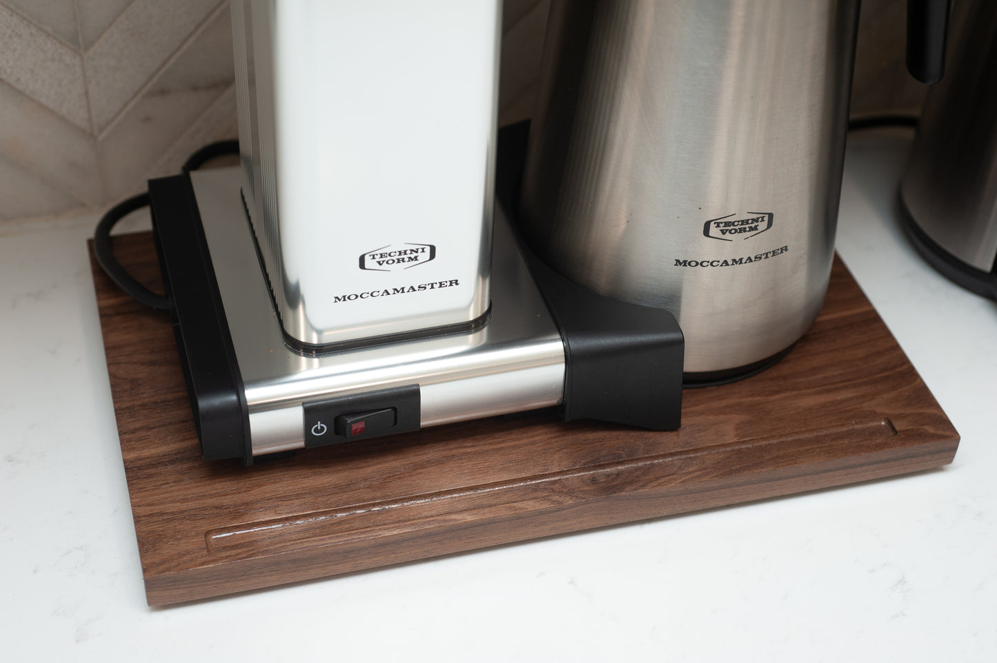 Solid Wood Rolling Coffee Maker Stand – Fits Moccamaster Brewers and others