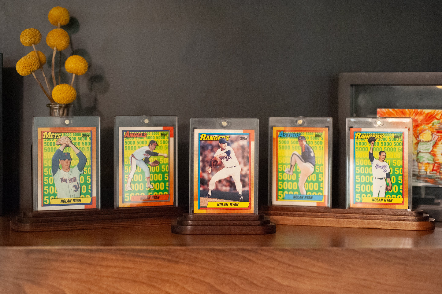 Trading Card Display Stand –  Walnut or Maple Solid Wood – Fits 35pt One Touch Cases