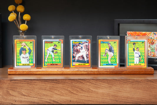 Trading Card Display Stand –  Solid Mahogany for 35pt One touch, and Top Loaders