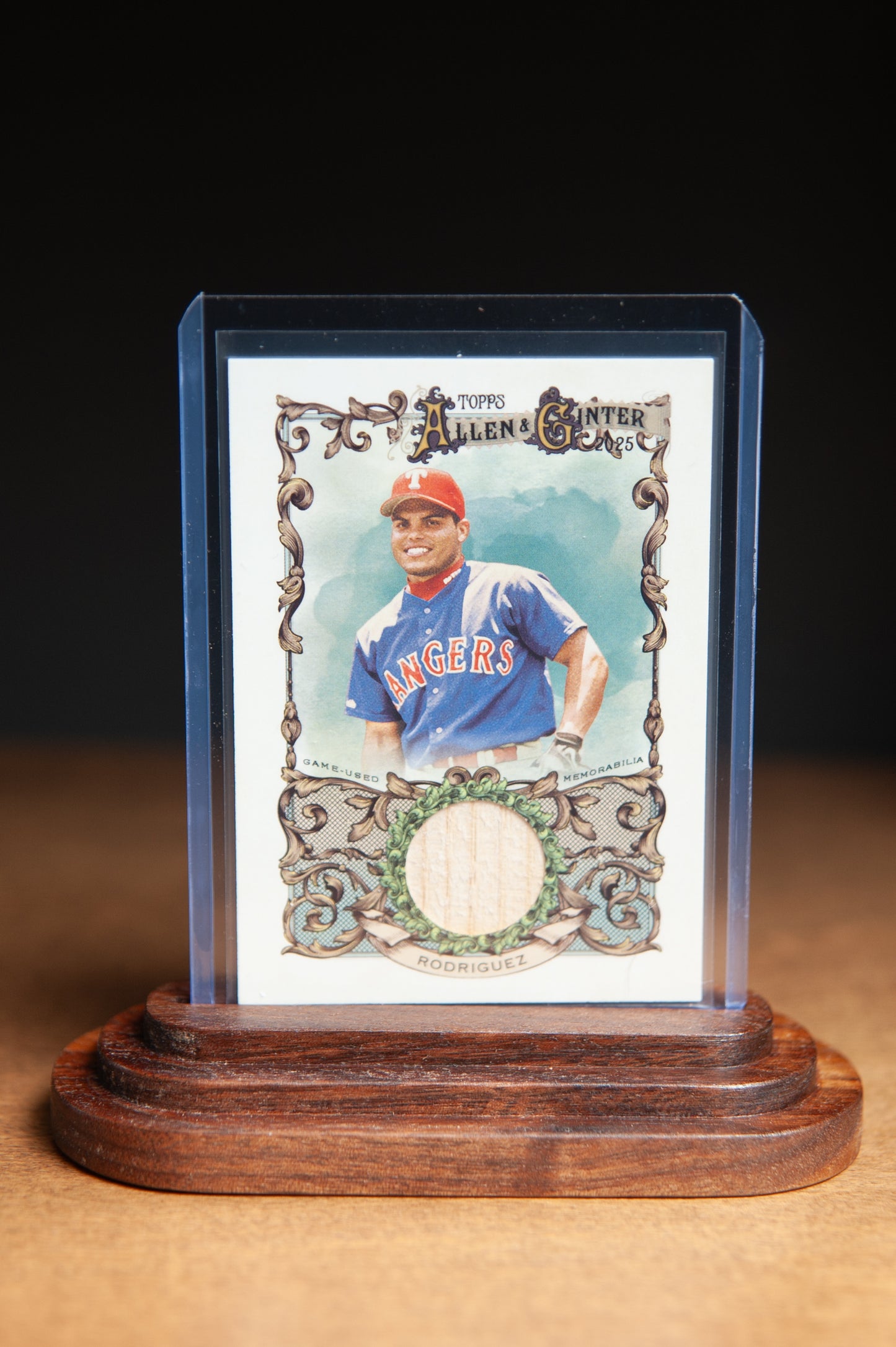 Trading Card Display Stand –  Walnut or Maple Solid Wood – Fits Top Loader Cases