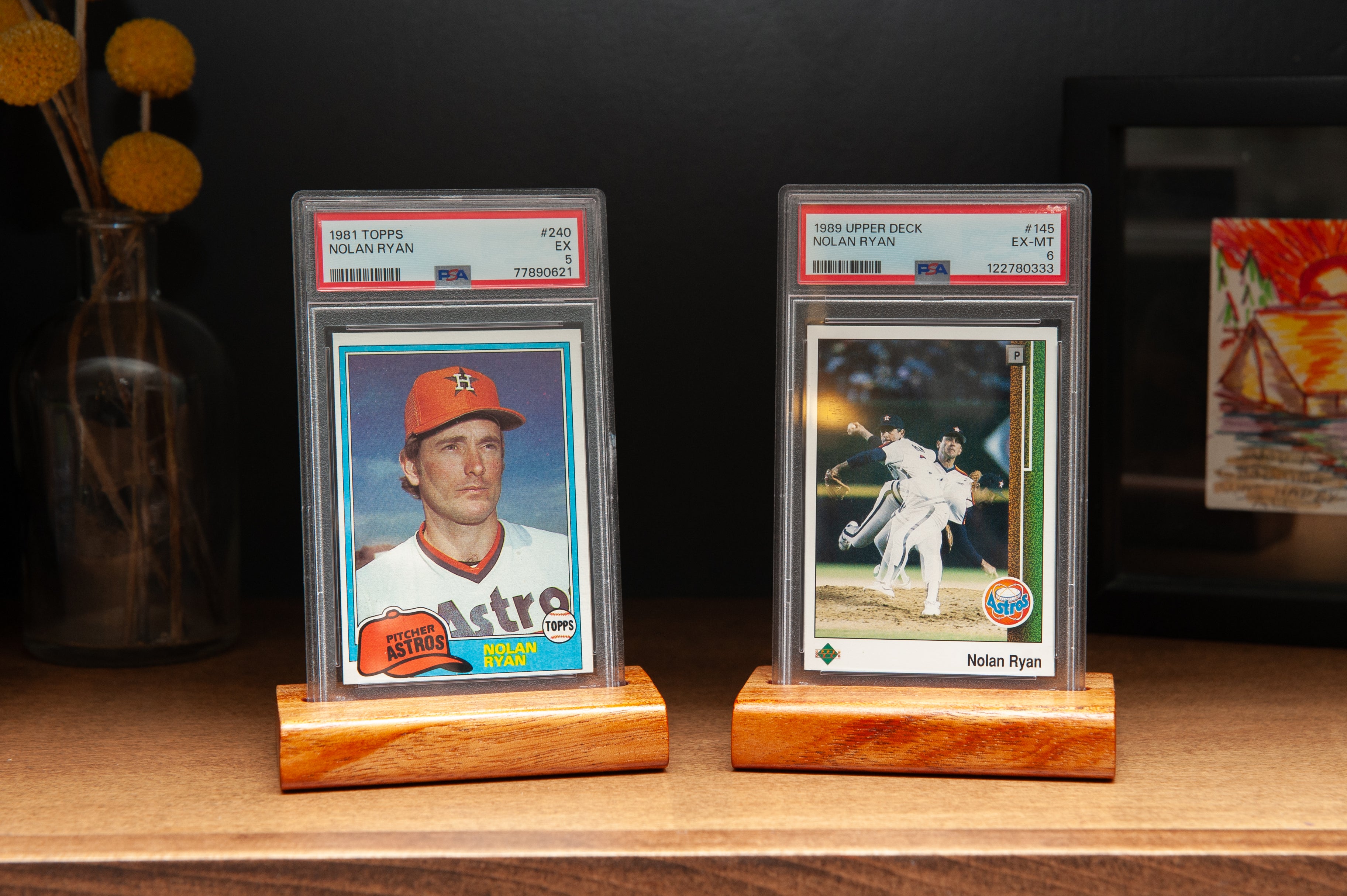 PSA Graded Card Display Stand - Solid Mahogany Wood