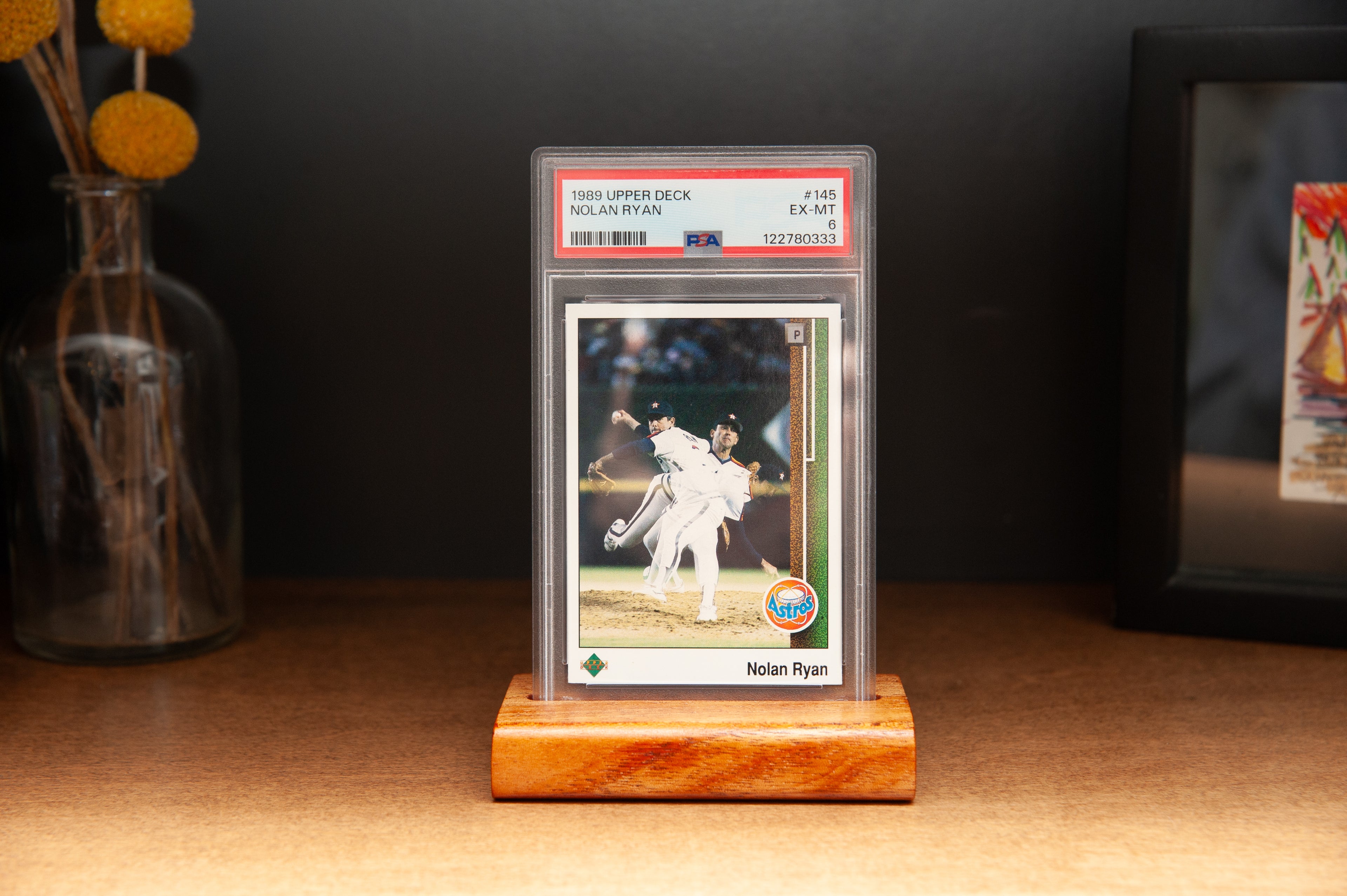 PSA Graded Card Display Stand - Solid Mahogany Wood