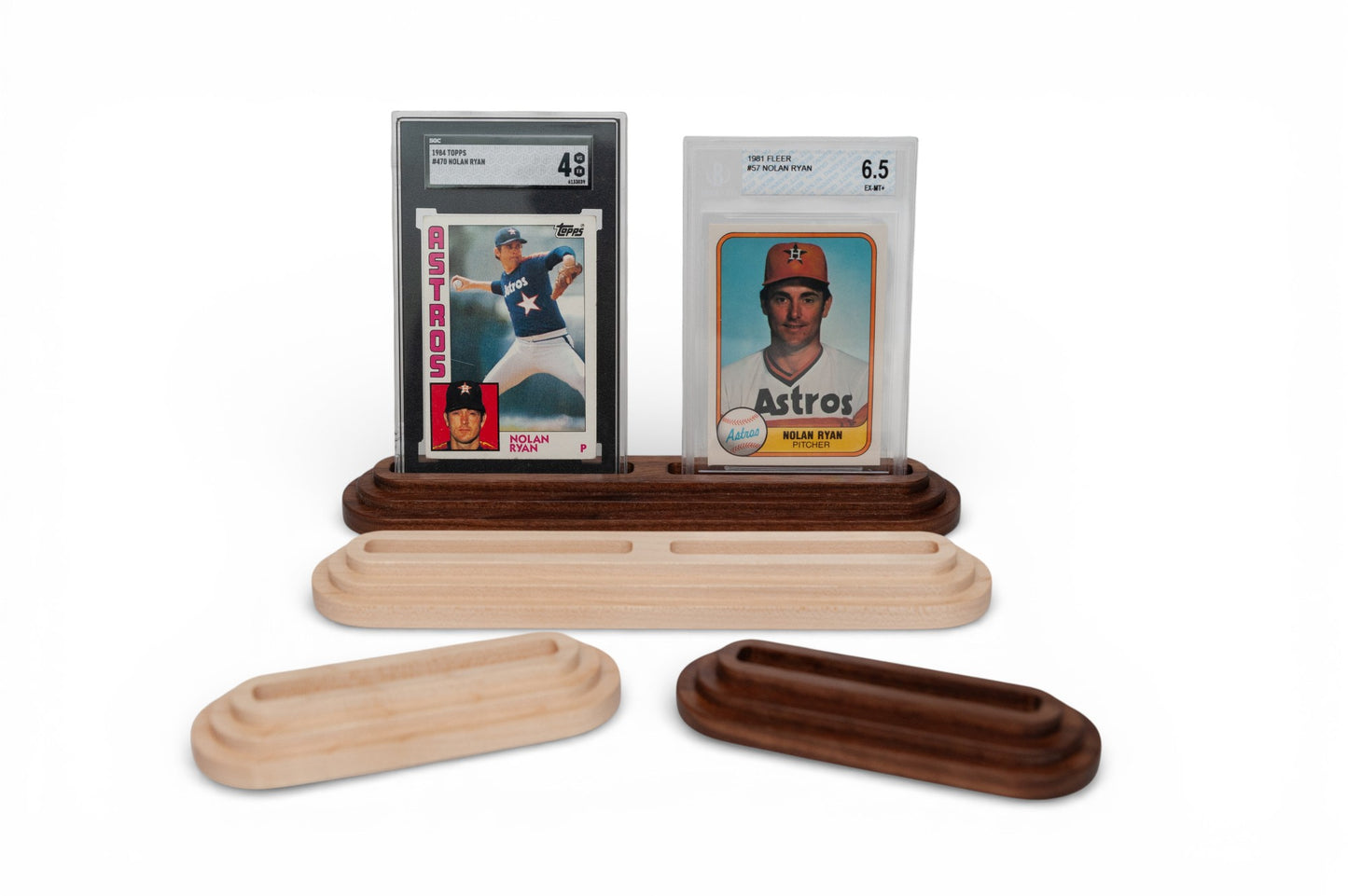 SGC, Beckett Graded Card Display Stand - Solid Wood - Also works with 35pt Sleeved One Touch Cases