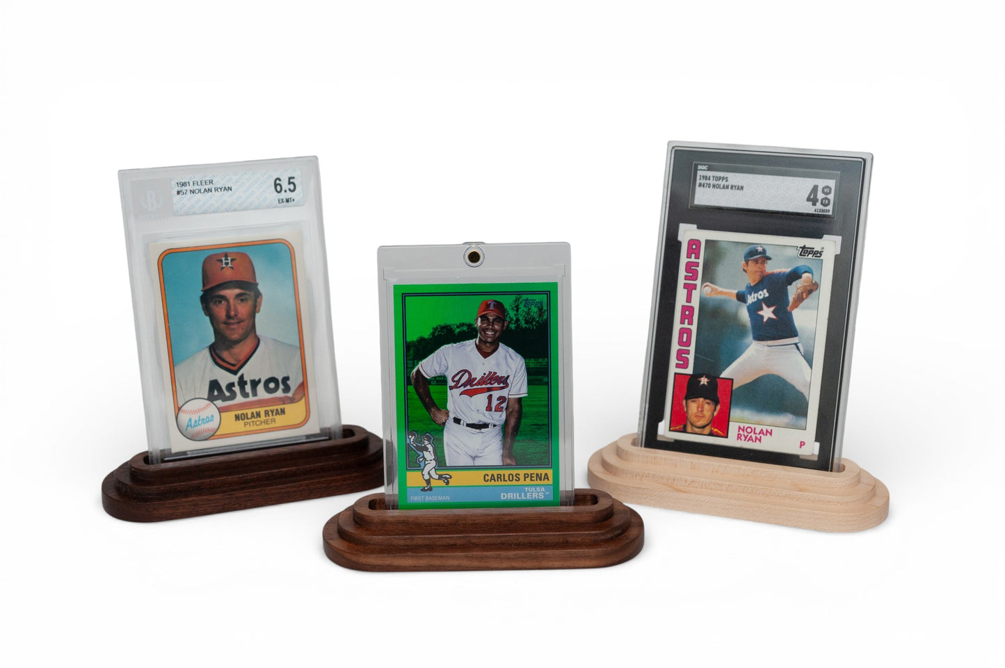 SGC, Beckett Graded Card Display Stand - Solid Wood - Also works with 35pt Sleeved One Touch Cases