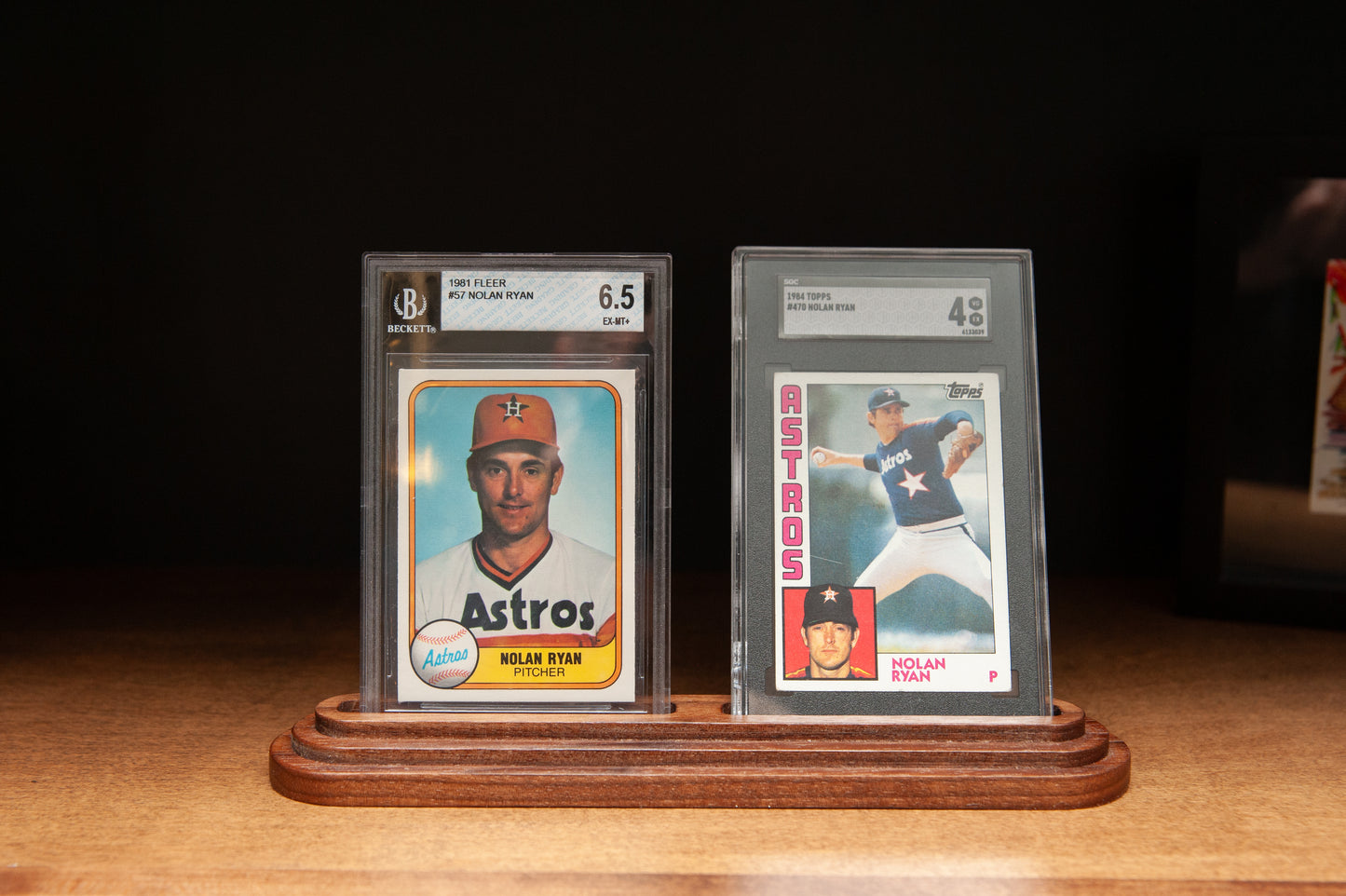 SGC, Beckett Graded Card Display Stand - Solid Wood - Also works with 35pt Sleeved One Touch Cases