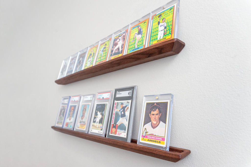 Solid Wood Trading Card Display Shelf – Walnut, Maple, Cherry Hardwood Wall Mount