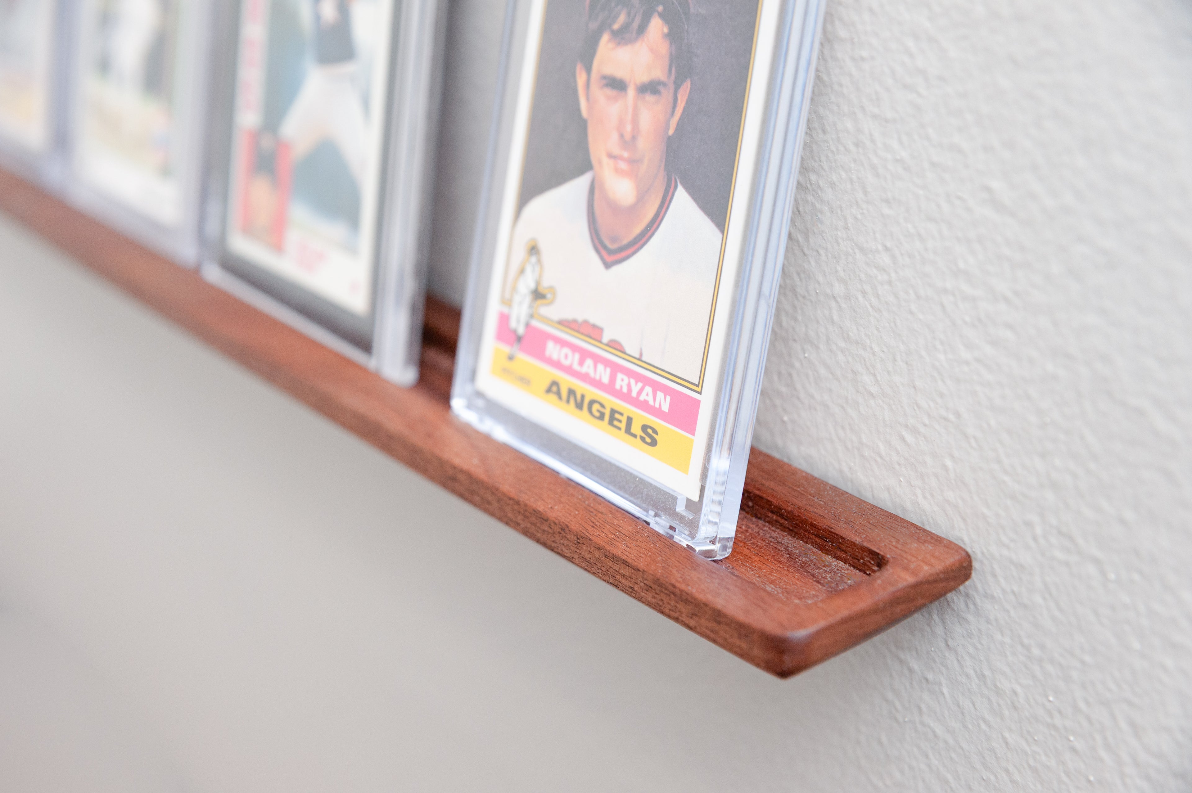 Solid Wood Trading Card Display Shelf – Walnut, Maple, Cherry Hardwood Wall Mount
