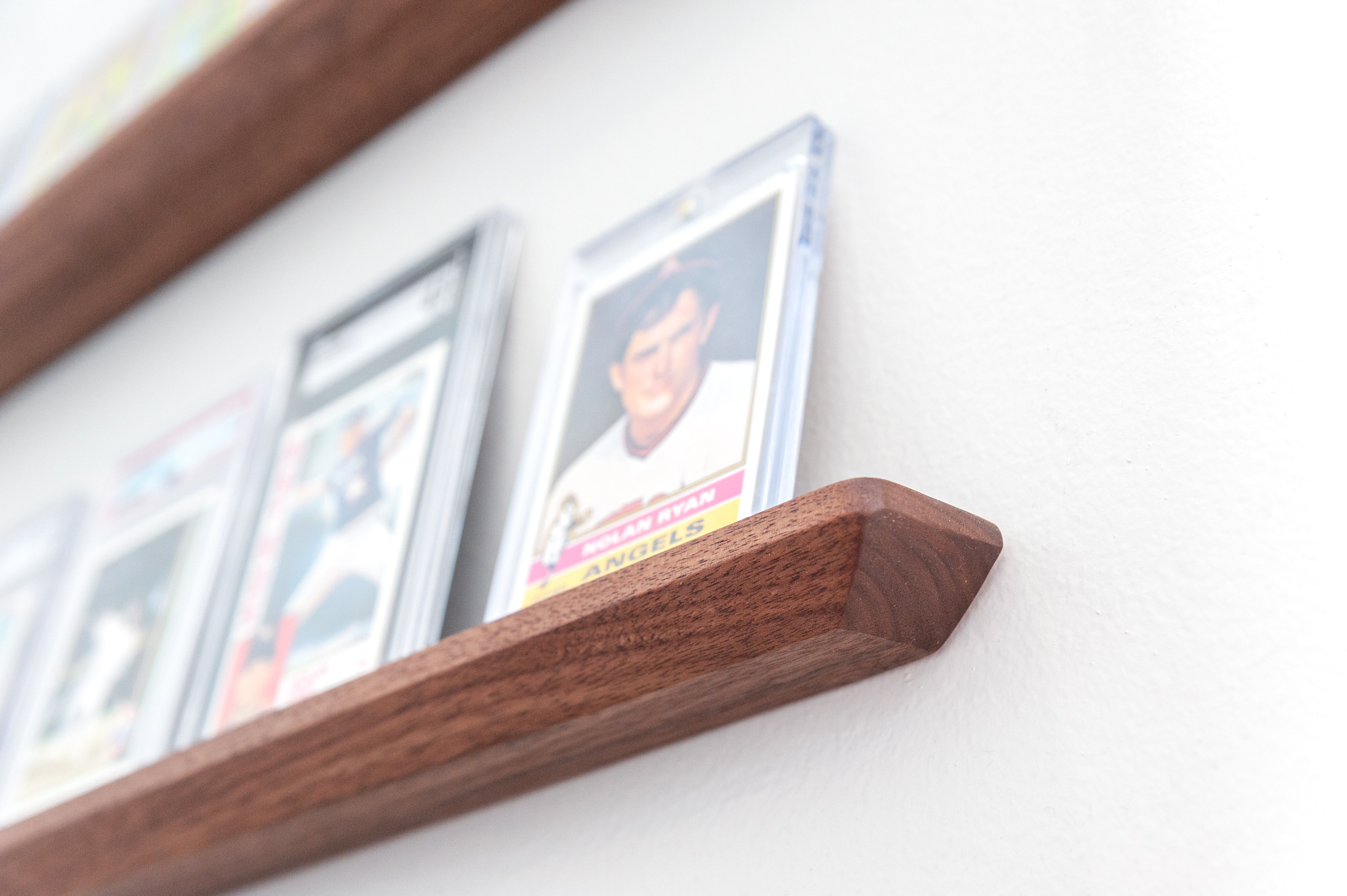 Solid Wood Trading Card Display Shelf – Walnut, Maple, Cherry Hardwood Wall Mount