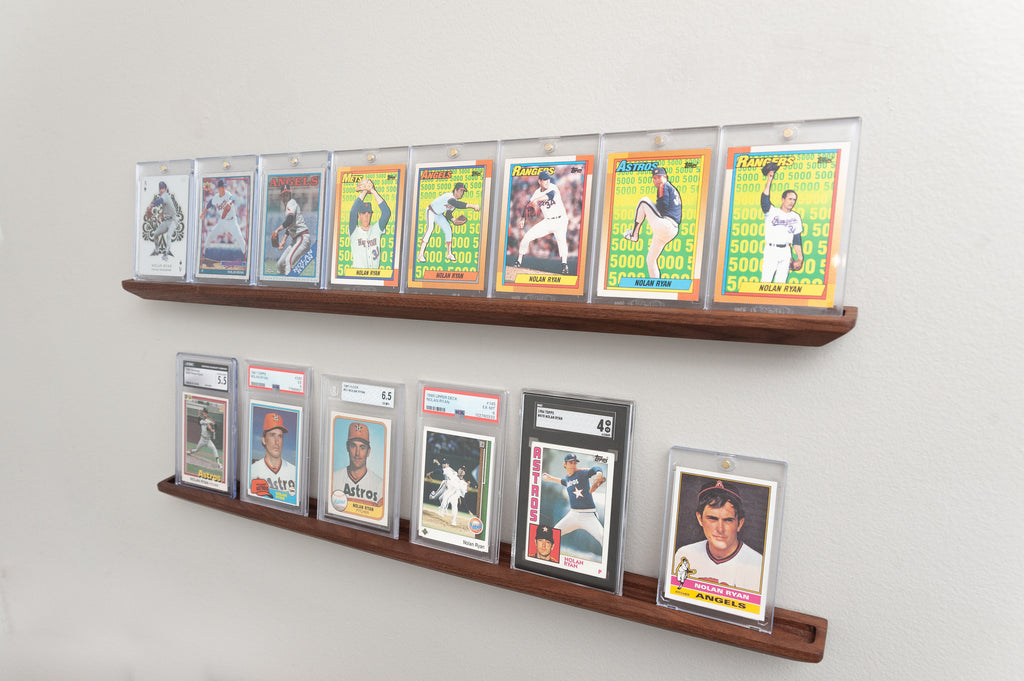 Solid Wood Trading Card Display Shelf – Walnut, Maple, Cherry Hardwood Wall Mount