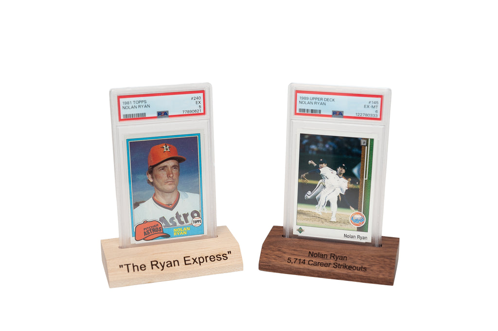 Personalized Trading Card Display Solid Wood – Custom Engraved for Graded and Ungraded Cards