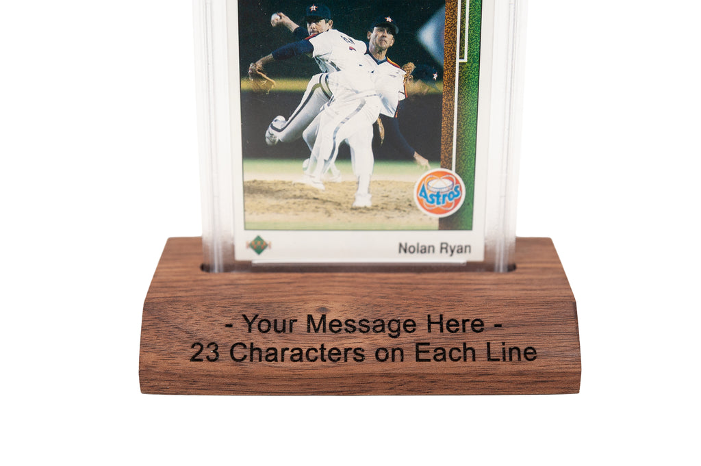Personalized Trading Card Display Solid Wood – Custom Engraved for Graded and Ungraded Cards